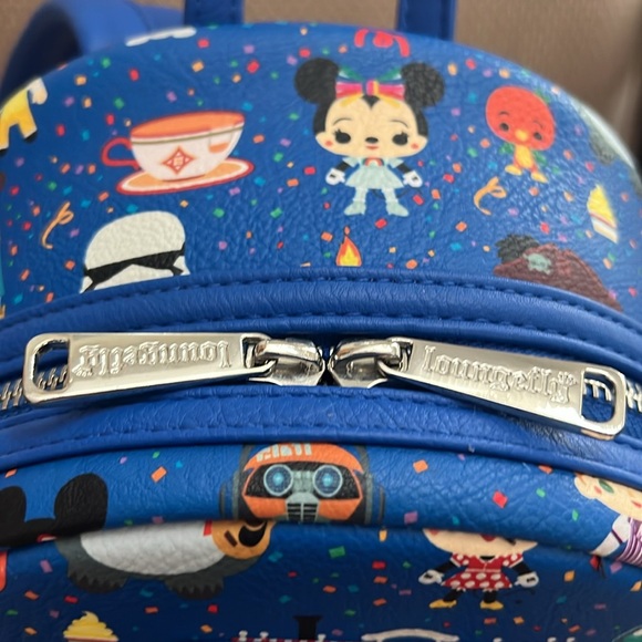 Disney Parks Loungefly Chibi character backpack NWOT royal blue multicolor - Picture 9 of 10